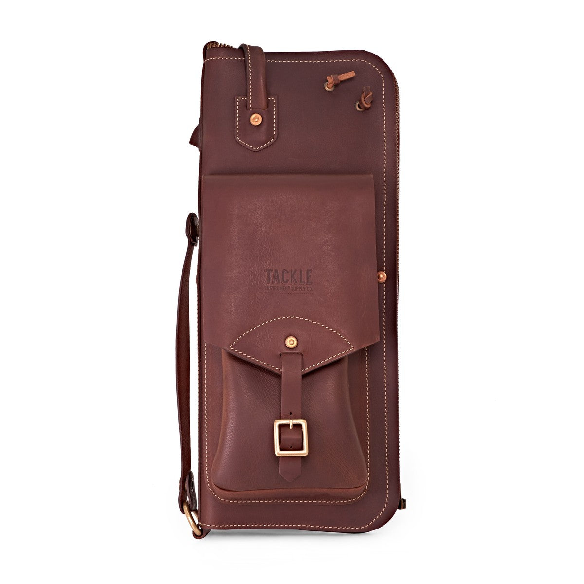 A Brown Leather Tackle Drumstick Bag
