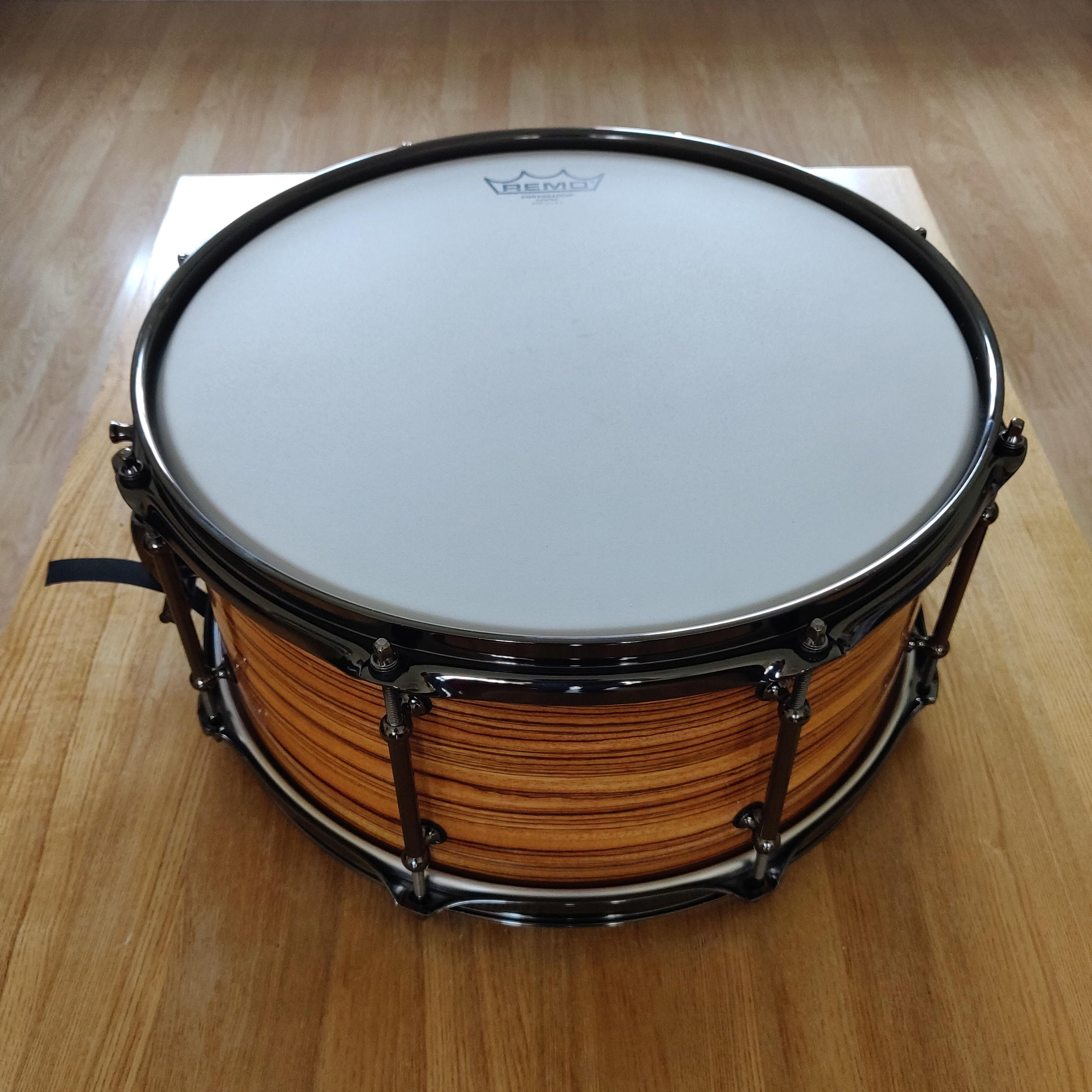 14" x 7" Zebrano on Birch Snare Drum