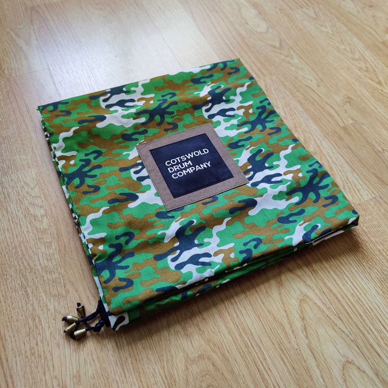 Green Camo II Cotton Drawstring Drum Bag
