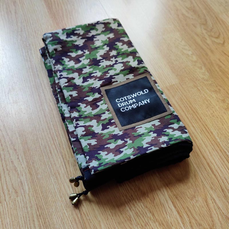 Green Camo Cotton Drawstring Drum Bag