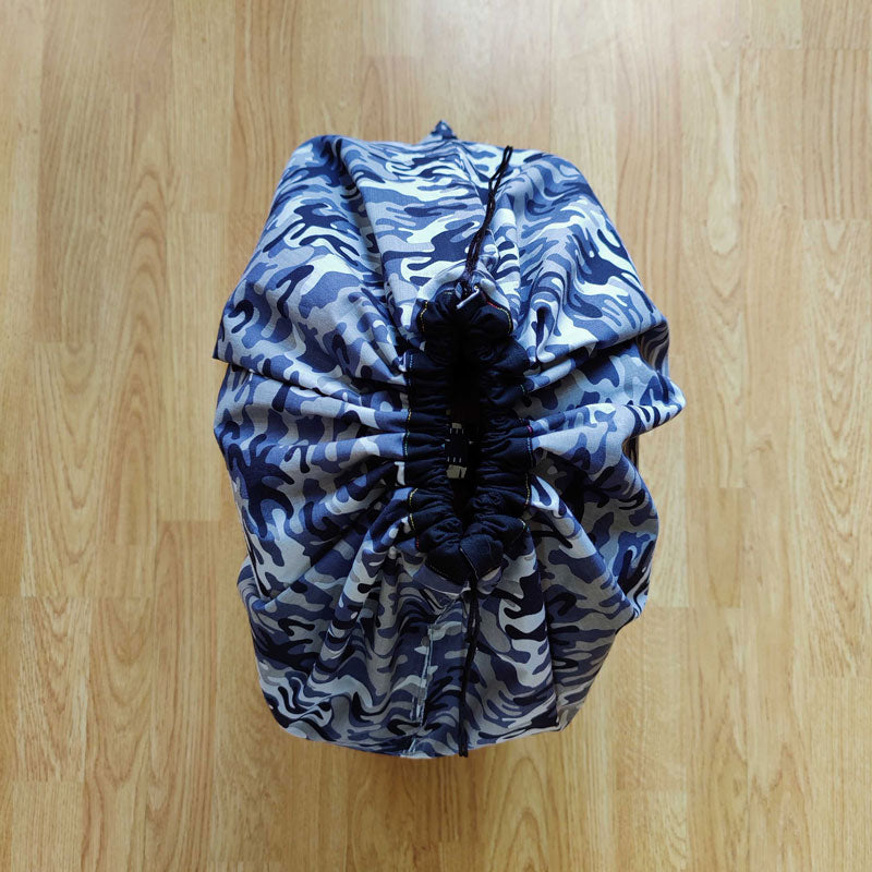 Grey Camo Cotton Drawstring Drum Bag