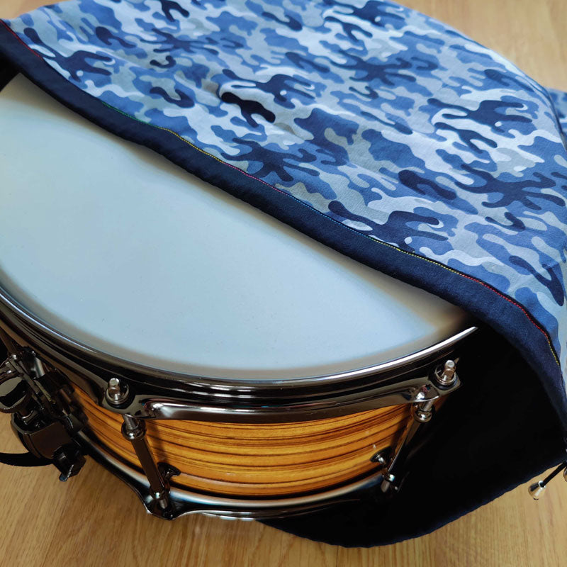 Grey Camo Cotton Drawstring Drum Bag
