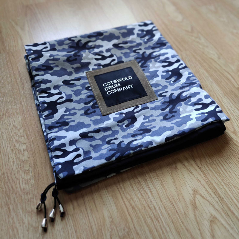 Grey Camo Cotton Drawstring Drum Bag