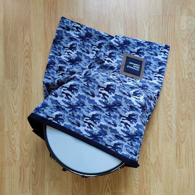 Grey Camo Cotton Drawstring Drum Bag