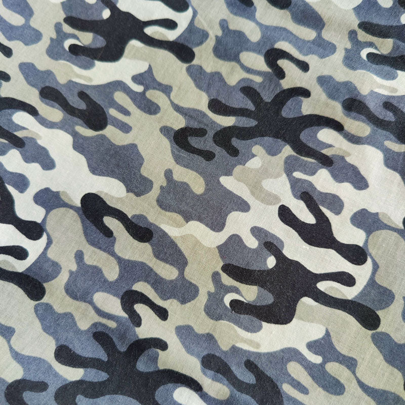 Grey Camo Cotton Drawstring Drum Bag