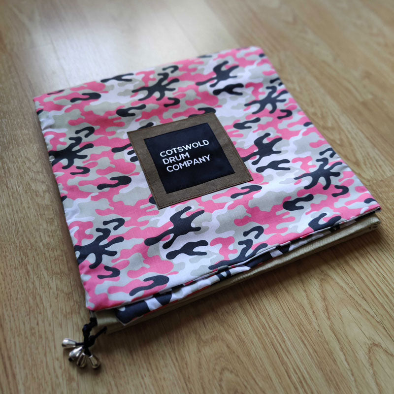 Pink Camo Cotton Drawstring Drum Bag