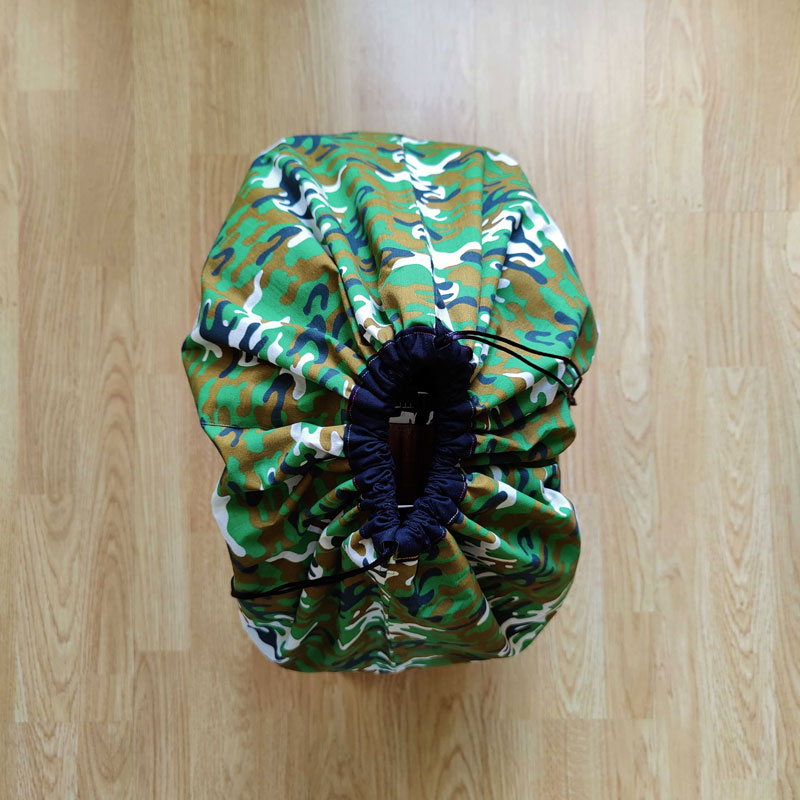 Green Camo II Cotton Drawstring Drum Bag