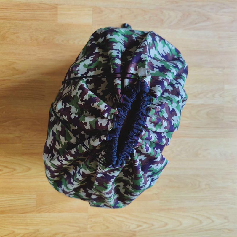 Green Camo Cotton Drawstring Drum Bag