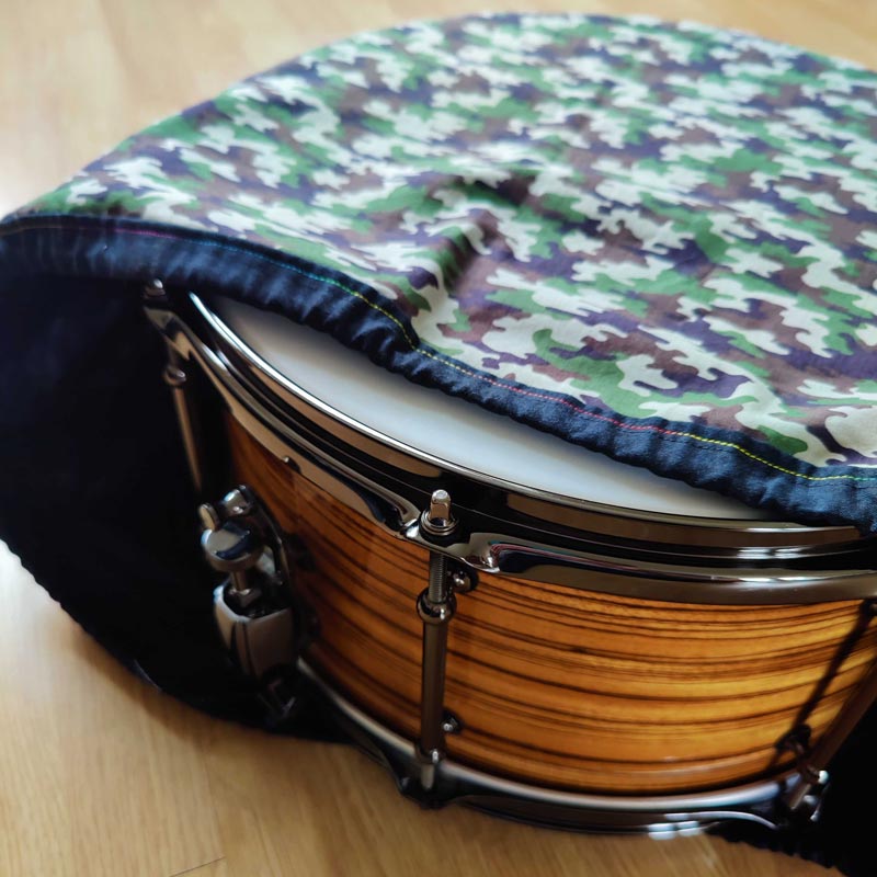 Green Camo Cotton Drawstring Drum Bag