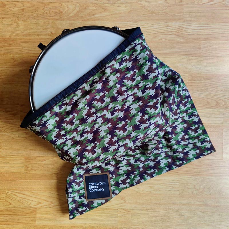 Green Camo Cotton Drawstring Drum Bag