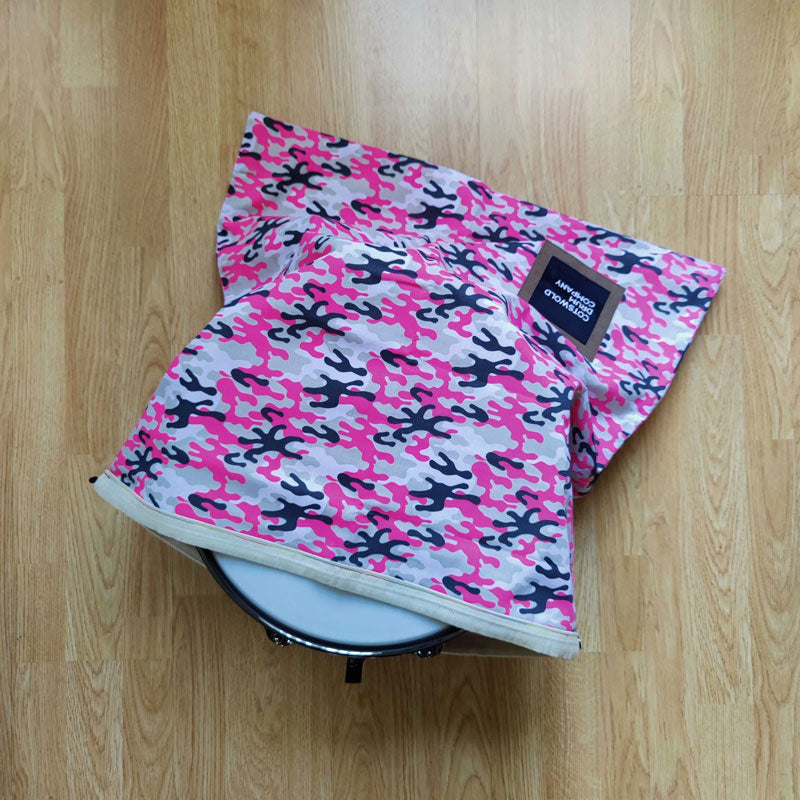 Pink Camo Cotton Drawstring Drum Bag